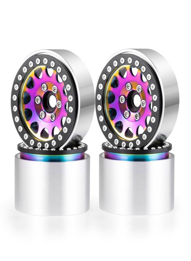 JGGZONE Aluminum 1.9 Inch Beadlock Wheels RC Wheel Rim Set Wheel Hub 35mm Width for 1/10 RC Crawler TRX4 Axial SCX10 I II III 90046 AXI03007 D90 12mm Hex (Multicolor+Black) - Image 1